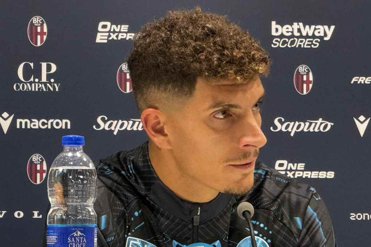 Giovanni Di Lorenzo, capitano del Napoli, durante la conferenza stampa post Bologna-Napoli di Serie A 2025.