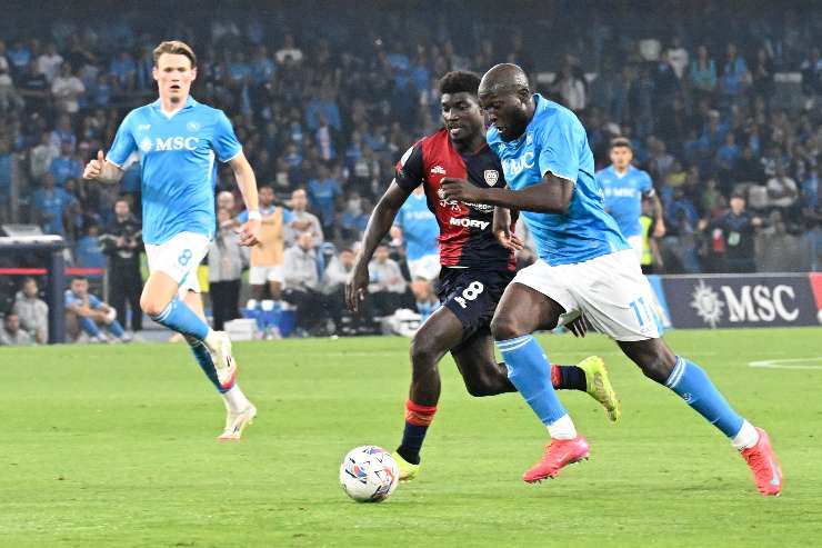 Romelu Lukaku, attaccante del Napoli, in campo per un match di Serie A