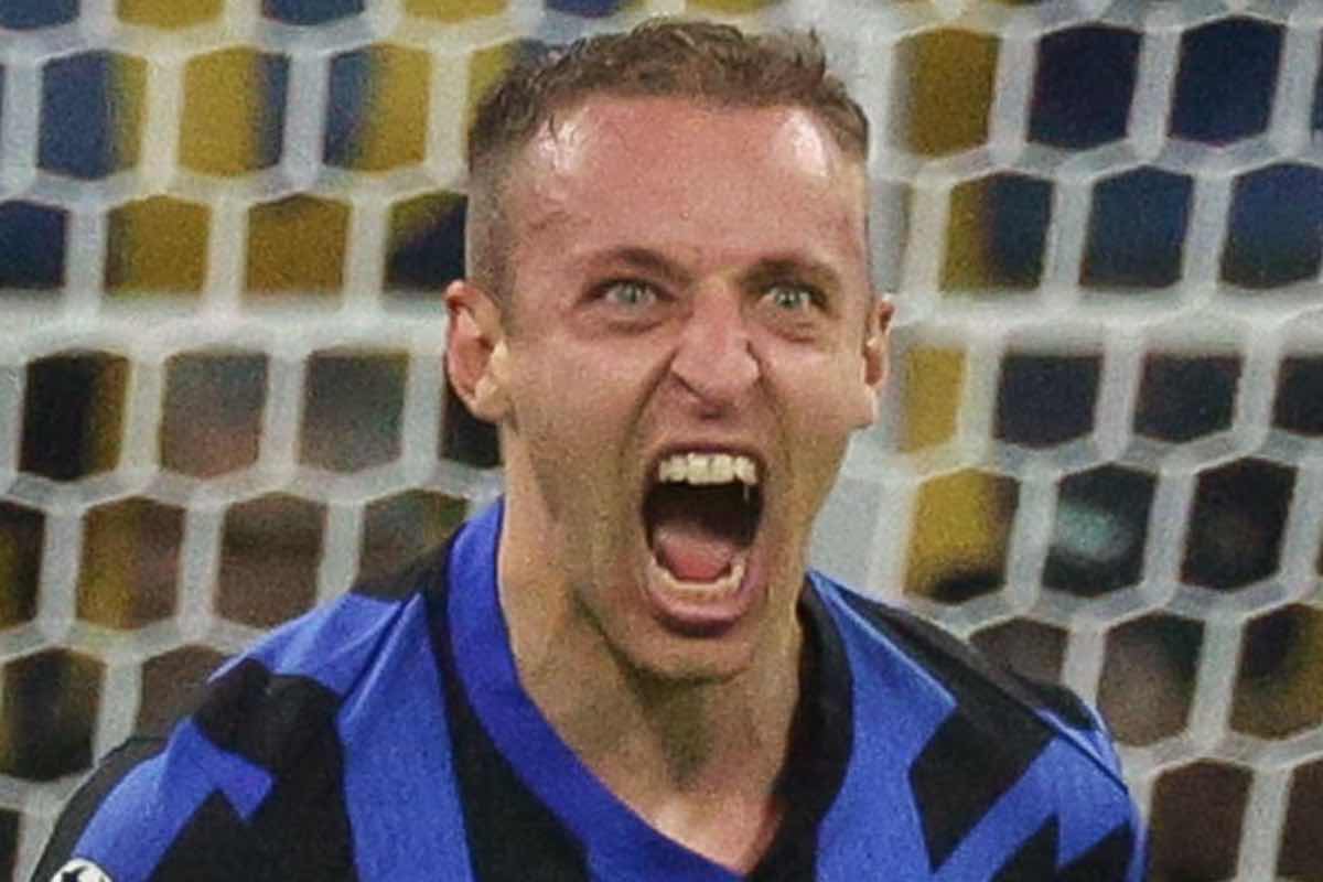 Davide Frattesi con la maglia dell'Inter nella semifinale di Champions League