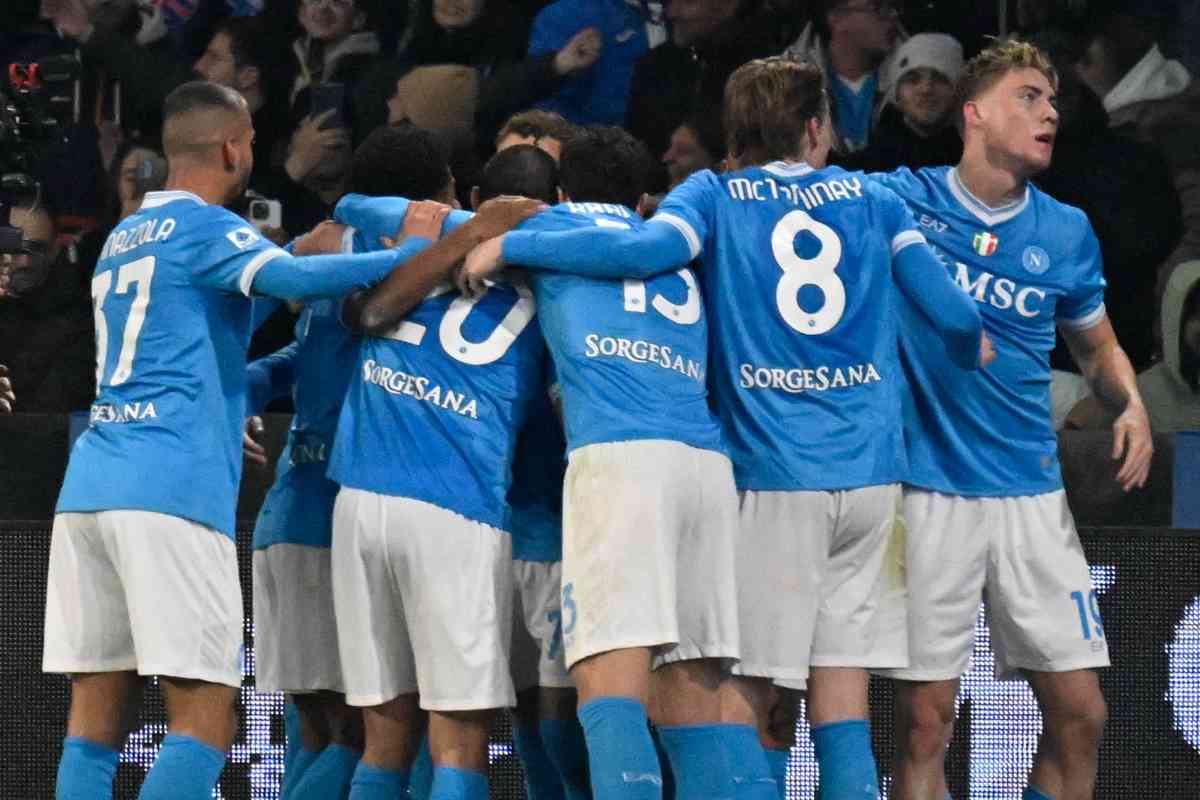 Il Napoli esulta dopo una delle reti segnate alla Juventus