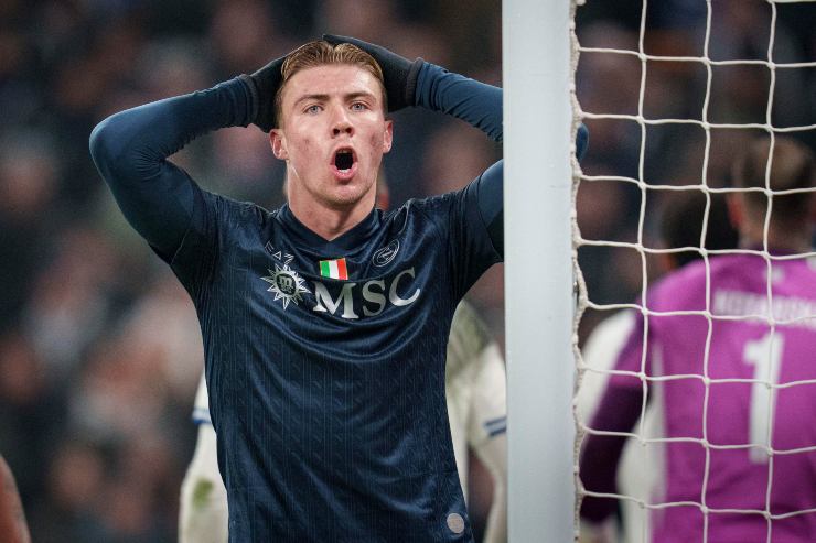 Rasmus Hojlund, attaccante del Napoli, nel corso del match di Champions League contro il Copenaghen