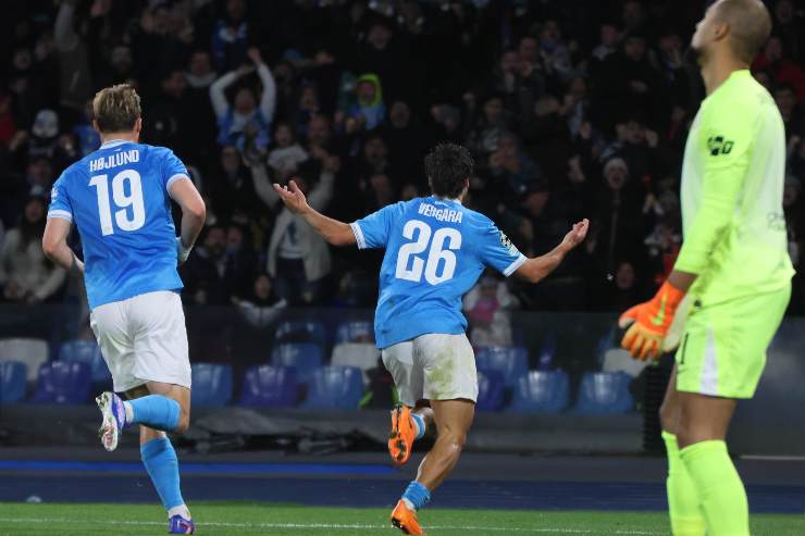 Vergara esulta dopo il gol in Champions