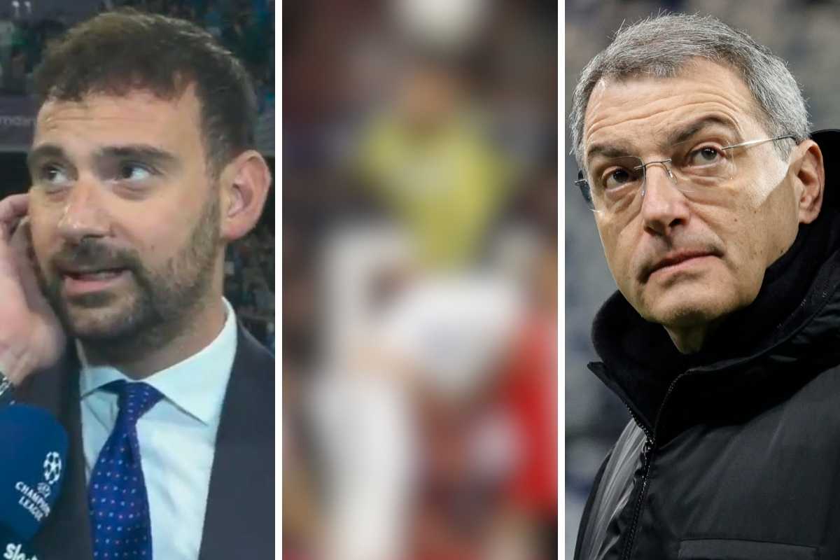 Collage che ritrae il ds del Napoli Manna con il collega della Juventus Comolli, al centro l'obiettivo di entrambi En-Nesyri oscurato