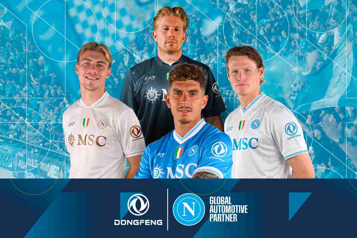 La foto che ufficializza il nuovo accordo del Napoli con Dongfeng Motors