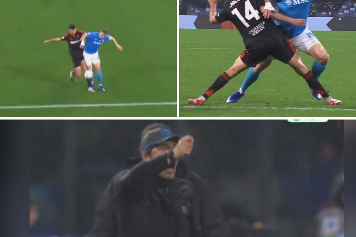 Il doppio fallo di Ramon su Hojlund