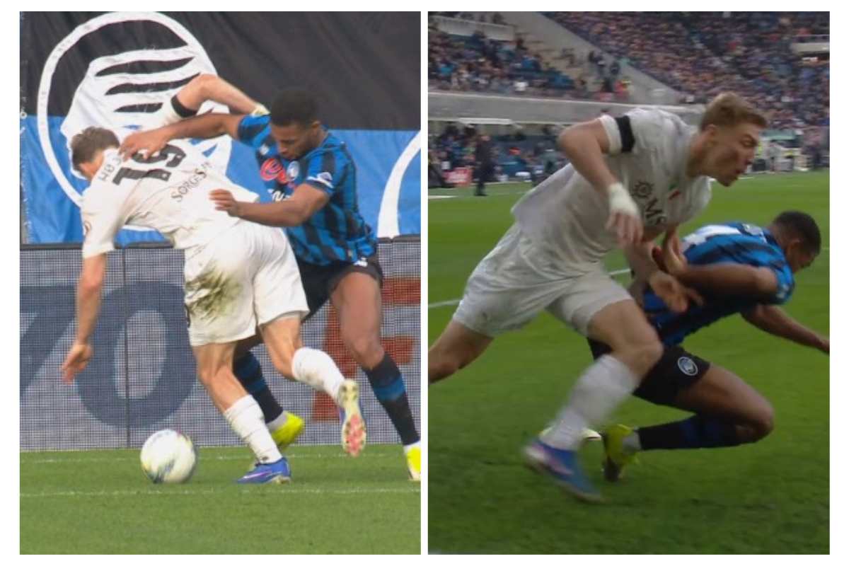 Hojlund e Hien a contatto durante Atalanta Napoli