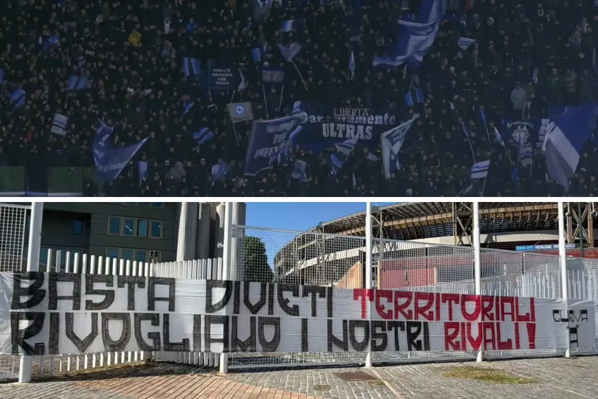 La protesta degli ultras del Napoli