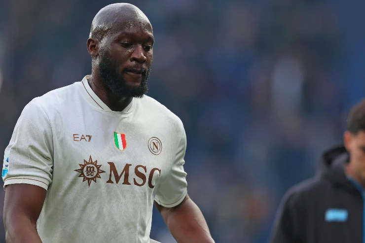 Romelu Lukaku in campo con la maglia del Napoli