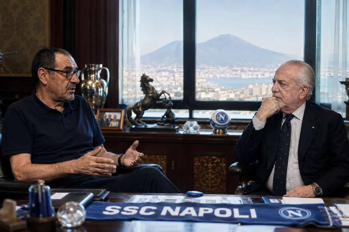Sarri a colloquio con De Laurentiis