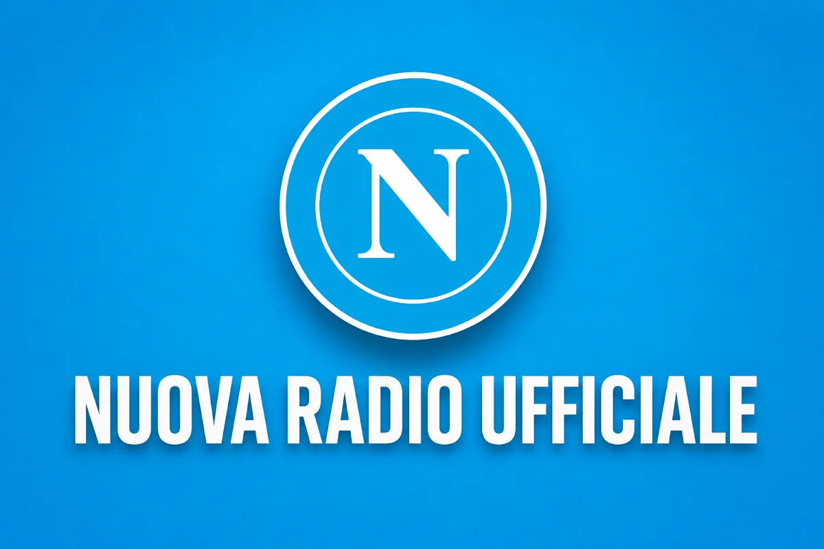 Logo ufficiale Napoli con scritta Nuova Radio Ufficiale su sfondo azzurro